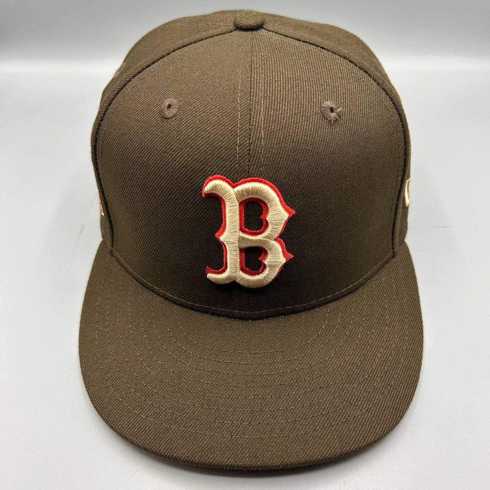 Boston Red Sox Hat Men 7 3/8 Brown Red 59Fifty New Era MLB Fitted Cap